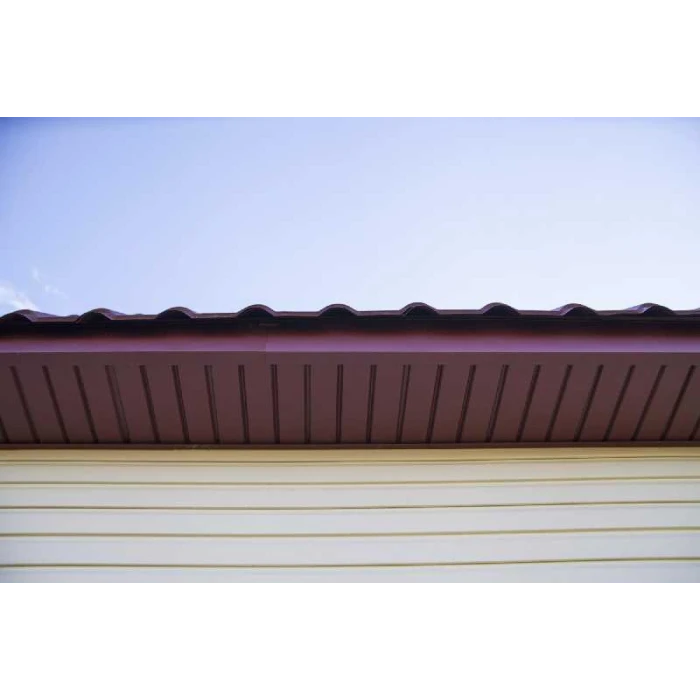 Софит металлический без перфорации 0,45 Drap ST с пленкой RR 32 темно-коричневый